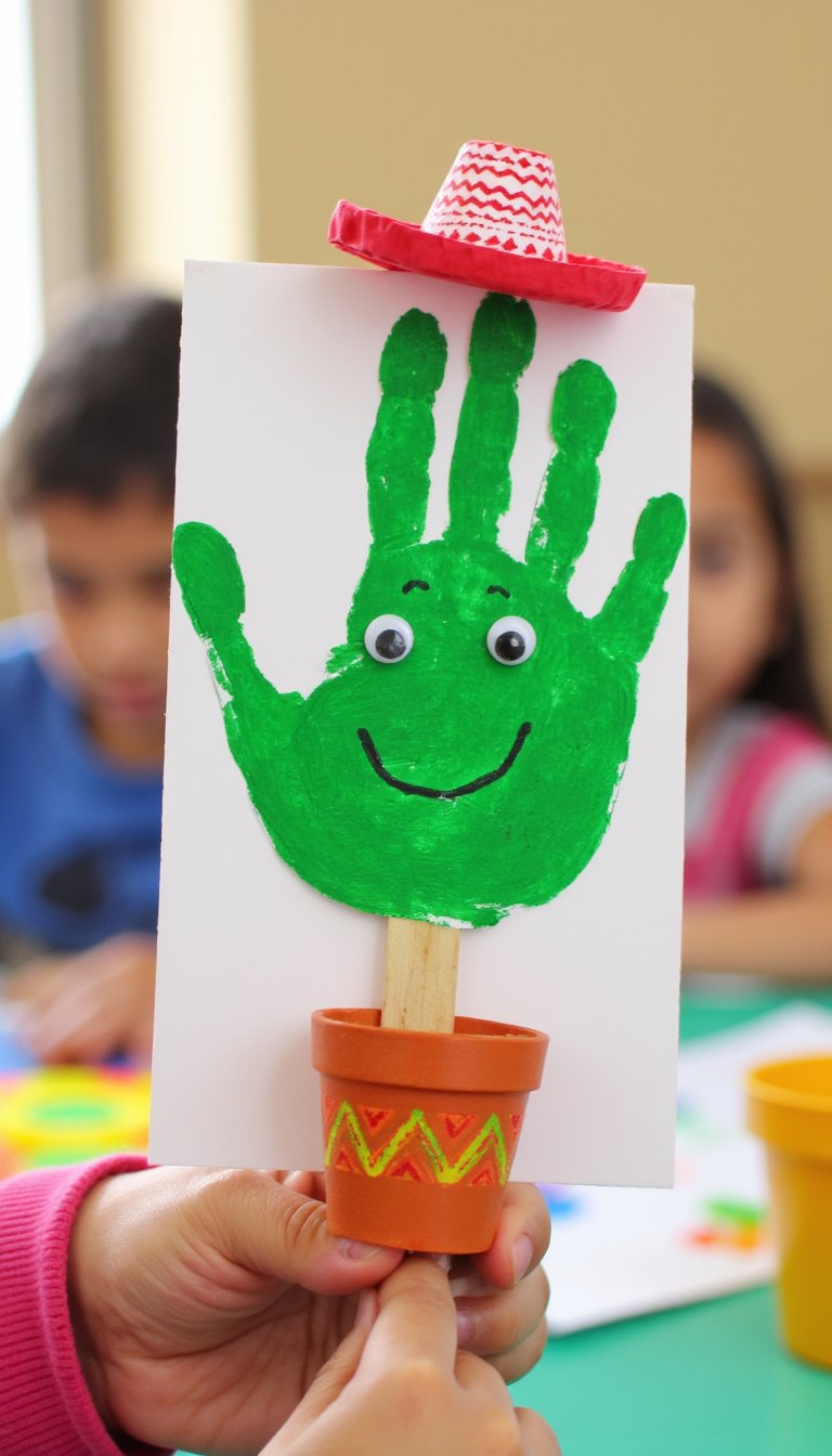 17. Cactus Handprint Puppets