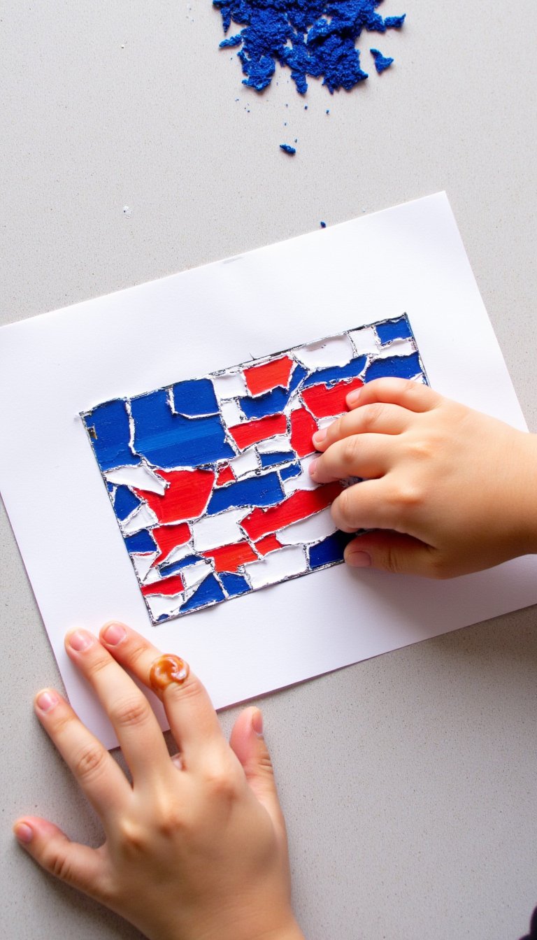 7. Flag Day Collage with Magazine Scraps