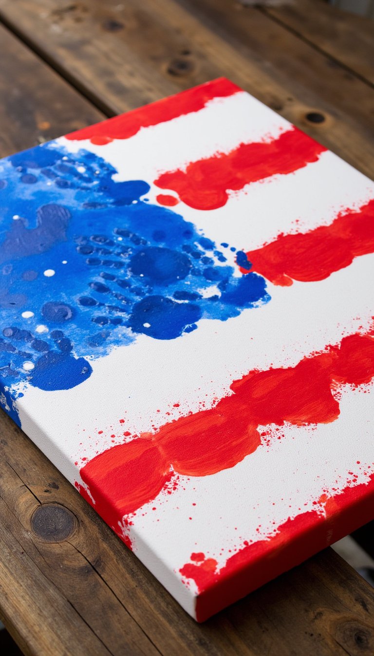2. Handprint American Flag Canvas
