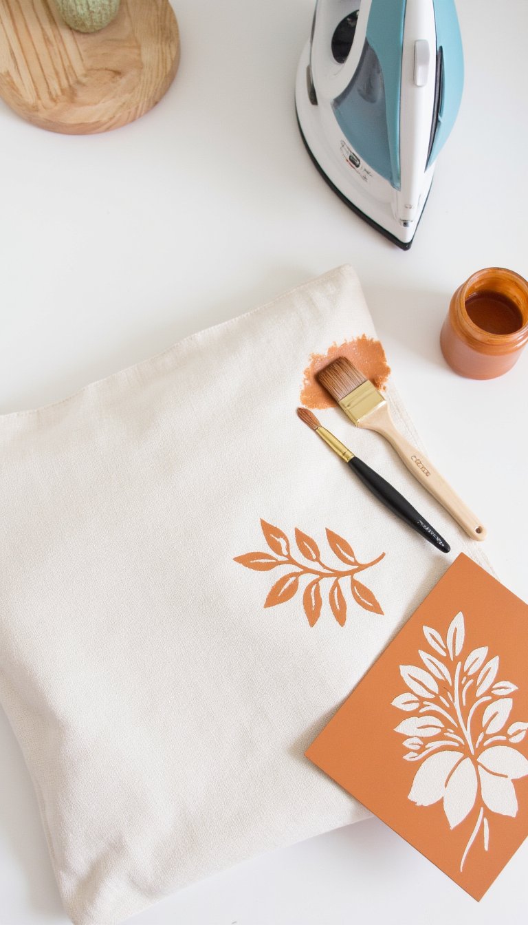 26. Stenciled Pillow Case Update