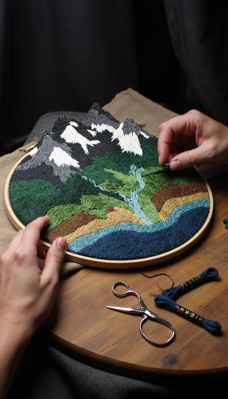 7. Embroidered 3D Topographic Maps