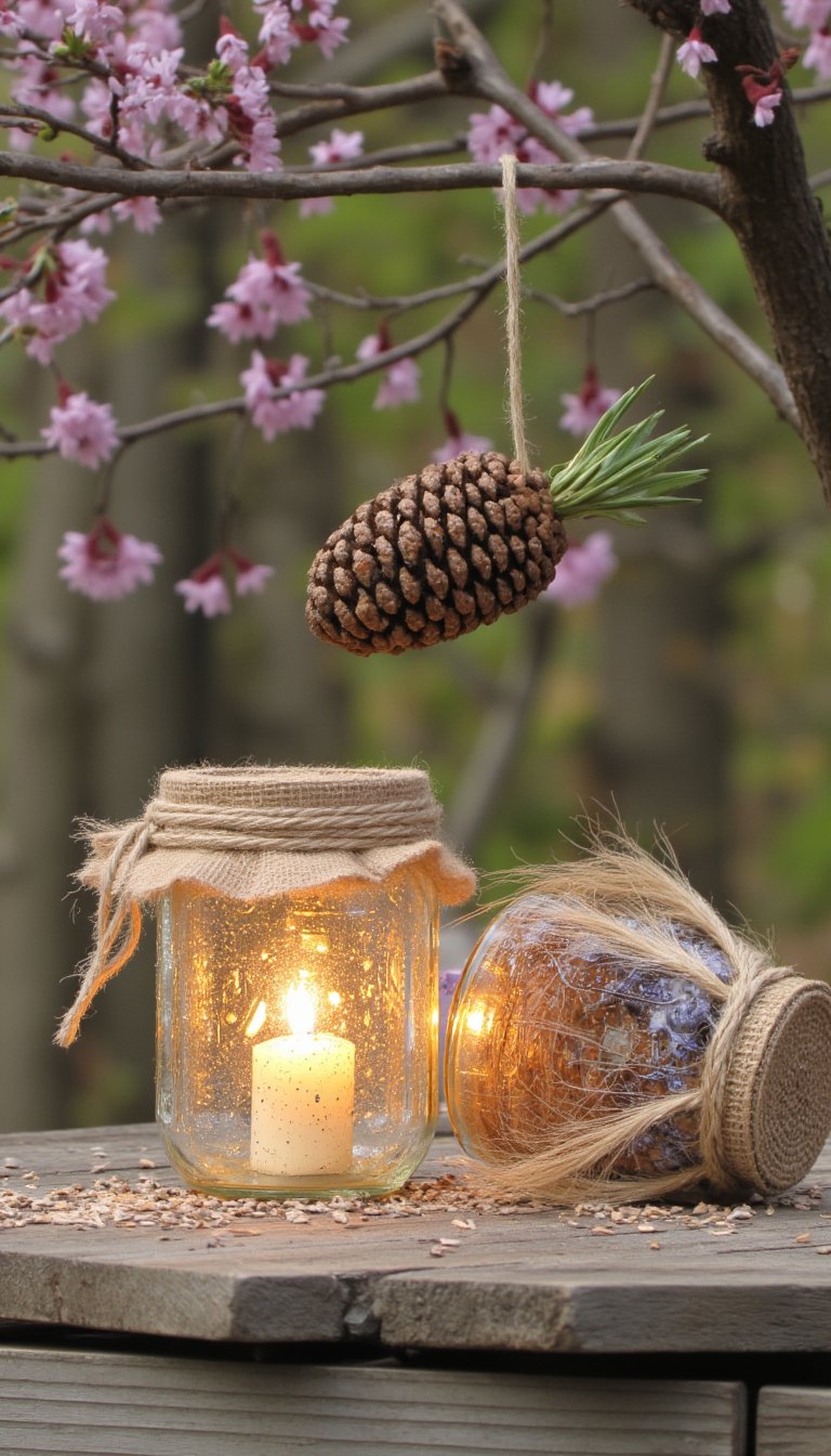 10. Rustic Mason Jar Solar Lanterns