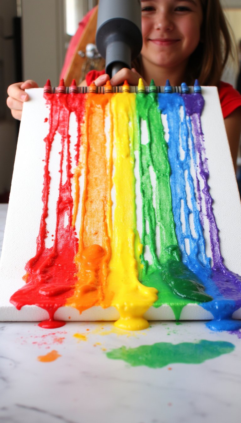 24. Melted Crayon Rainbow Art