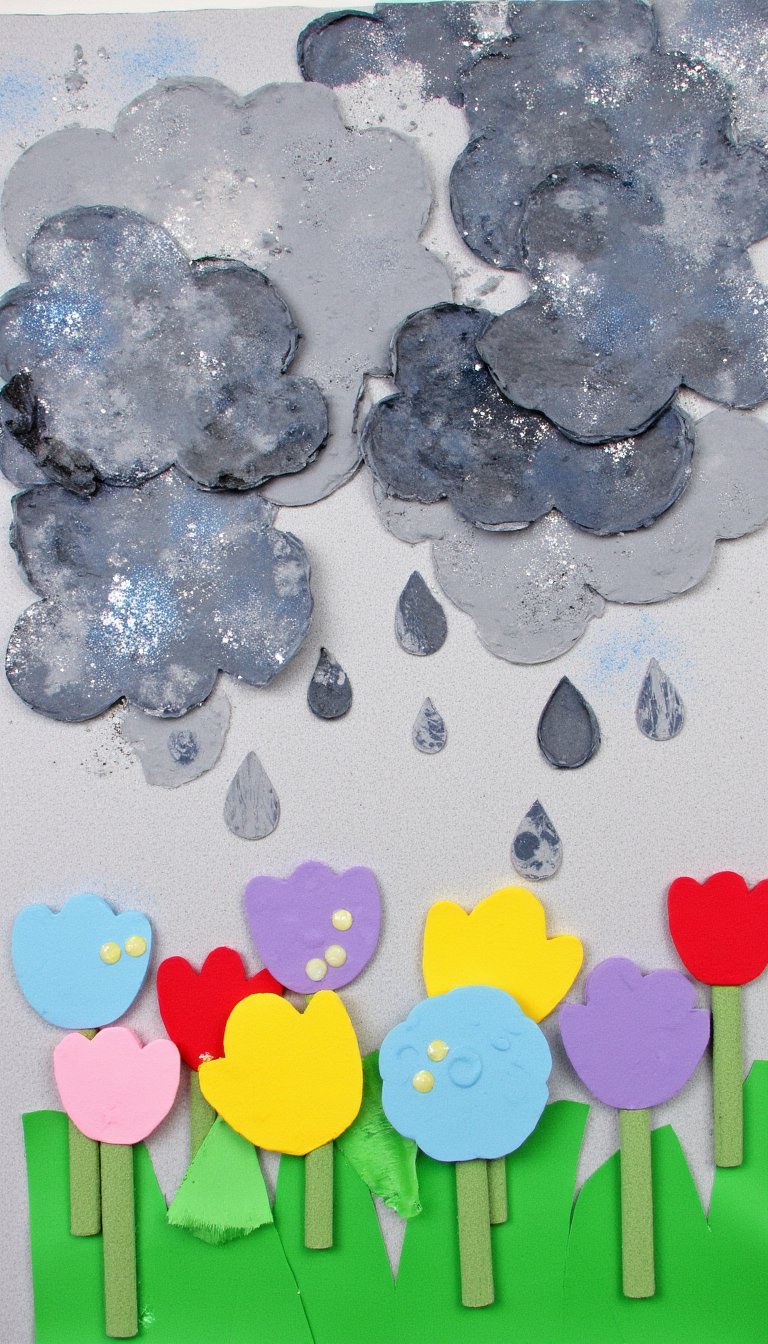 5. Sponge-Painted Stormy Sky Collage