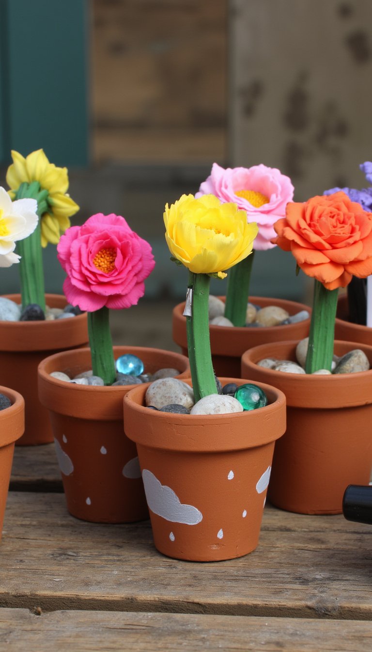 14. Clay Pot Flower Pens