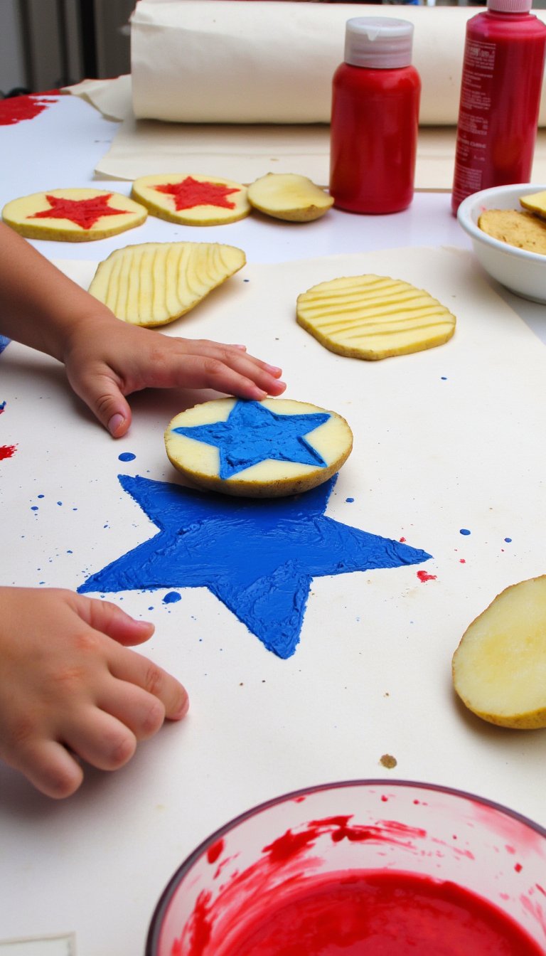 15. Patriotic Potato Stamp Art