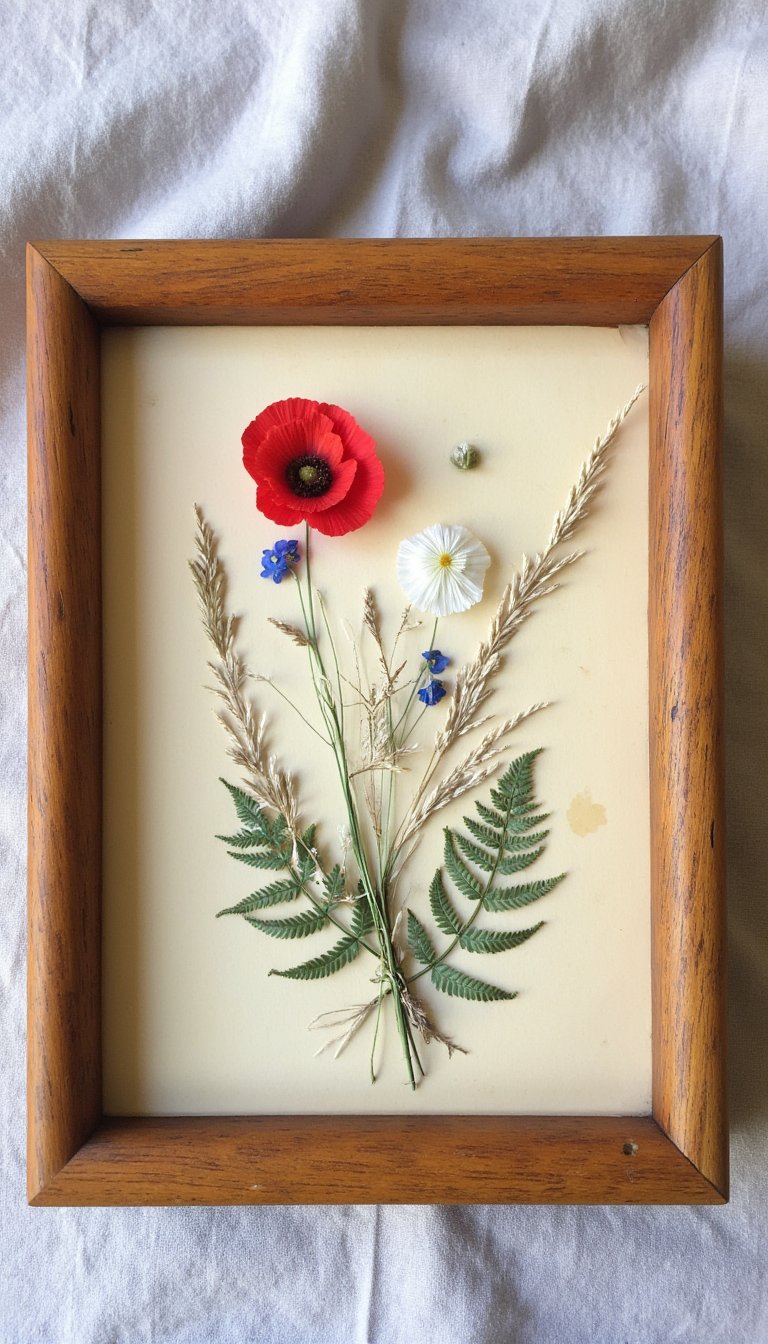 6. Pressed Flower Art in a Shadow Box