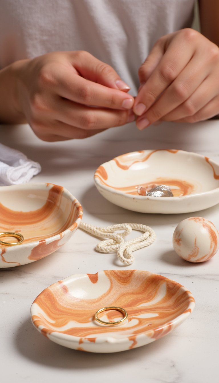 8. Marbled Clay Jewelry Dishes