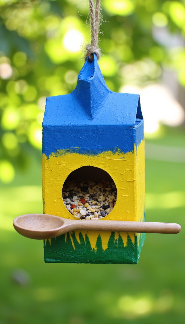 24. Milk Carton Bird Feeder