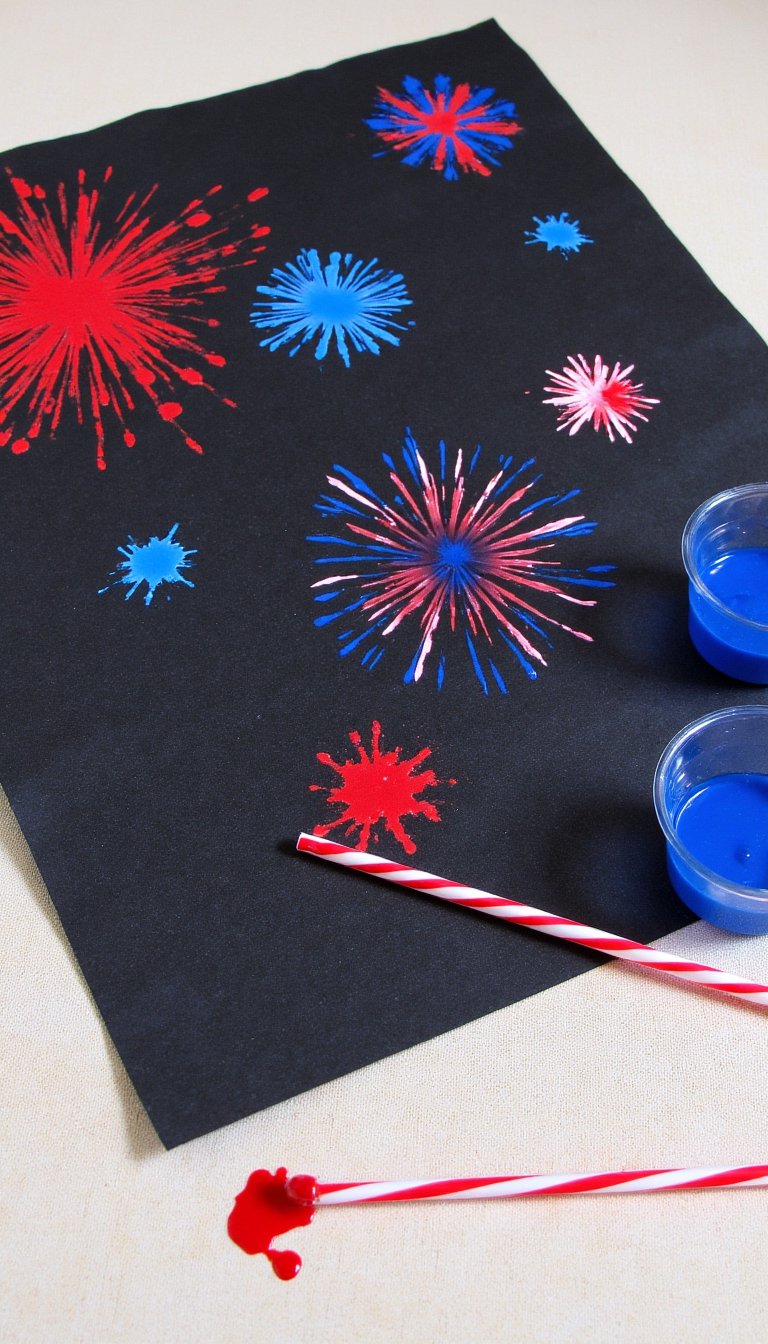 1. Firework Straw Painting