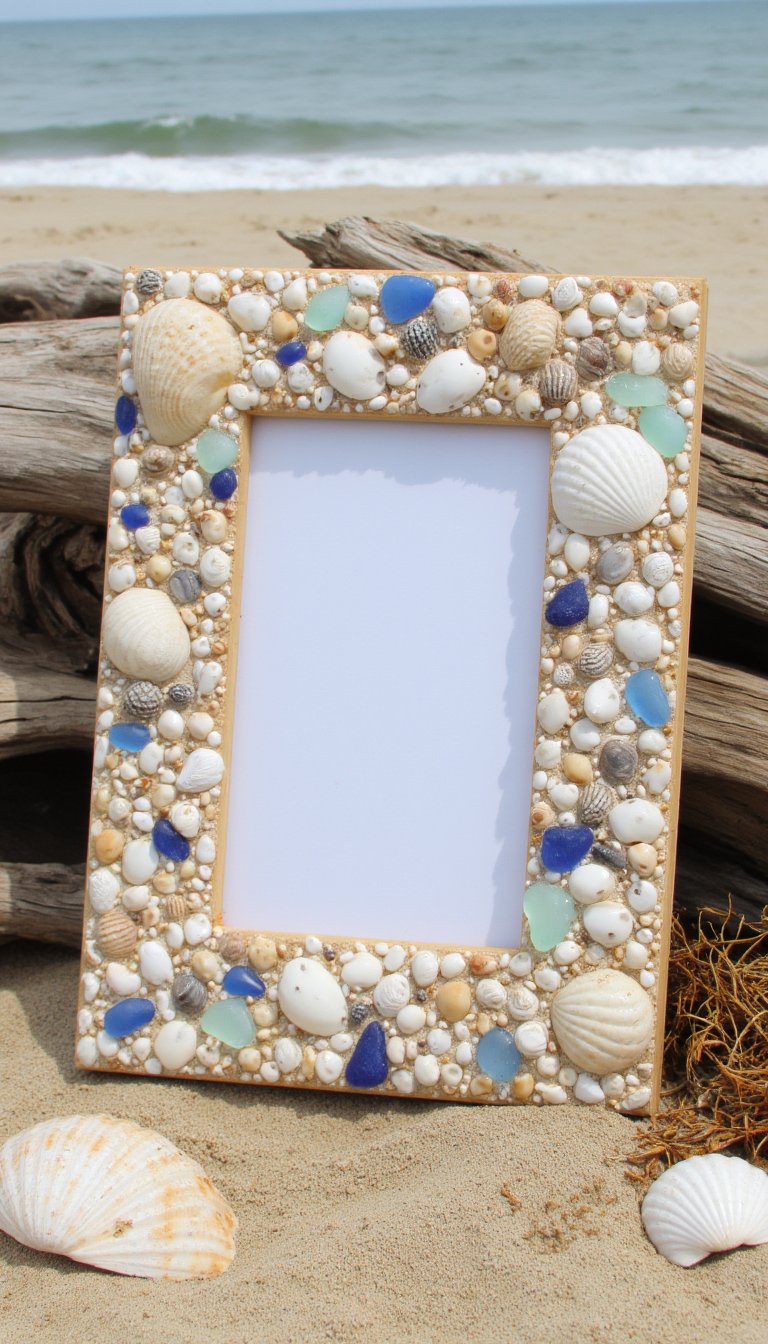 2. Seashell-Encrusted Photo Frame