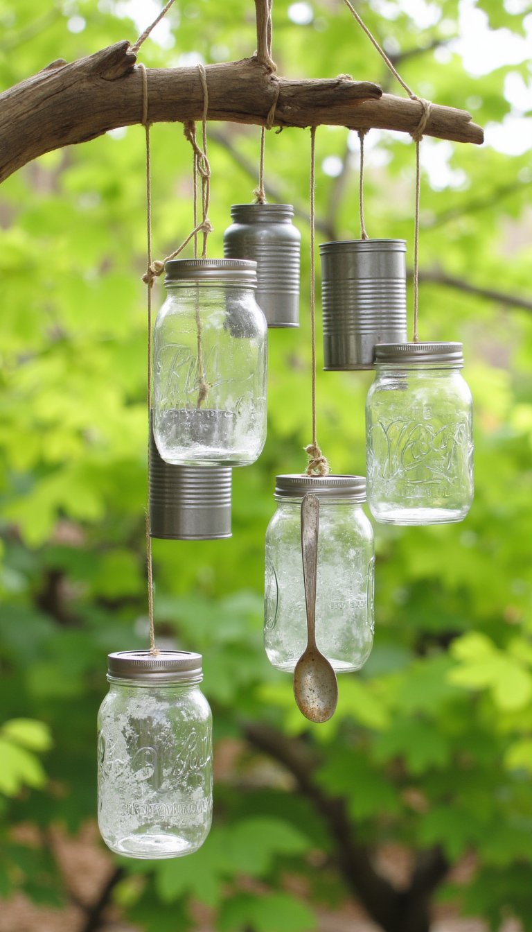 5. Melodic Wind Chimes from Kitchen Jars