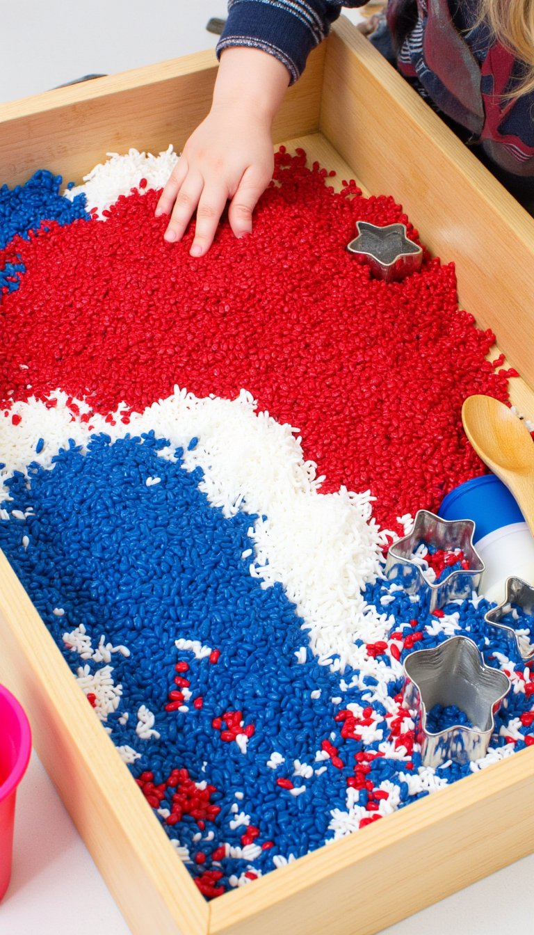 3. Red, White, and Blue Sensory Bin