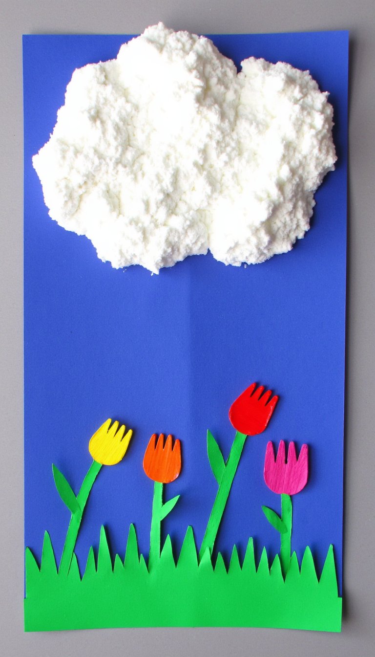 1. Puffy Paint Raincloud & Fork-Tulip Garden