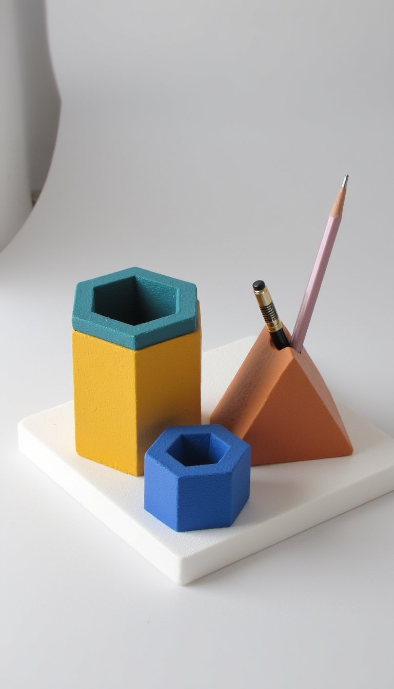 26. Modern Geometric Desk Organizer