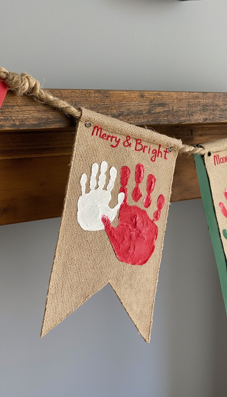 10. “Merry & Bright” Handprint Banner