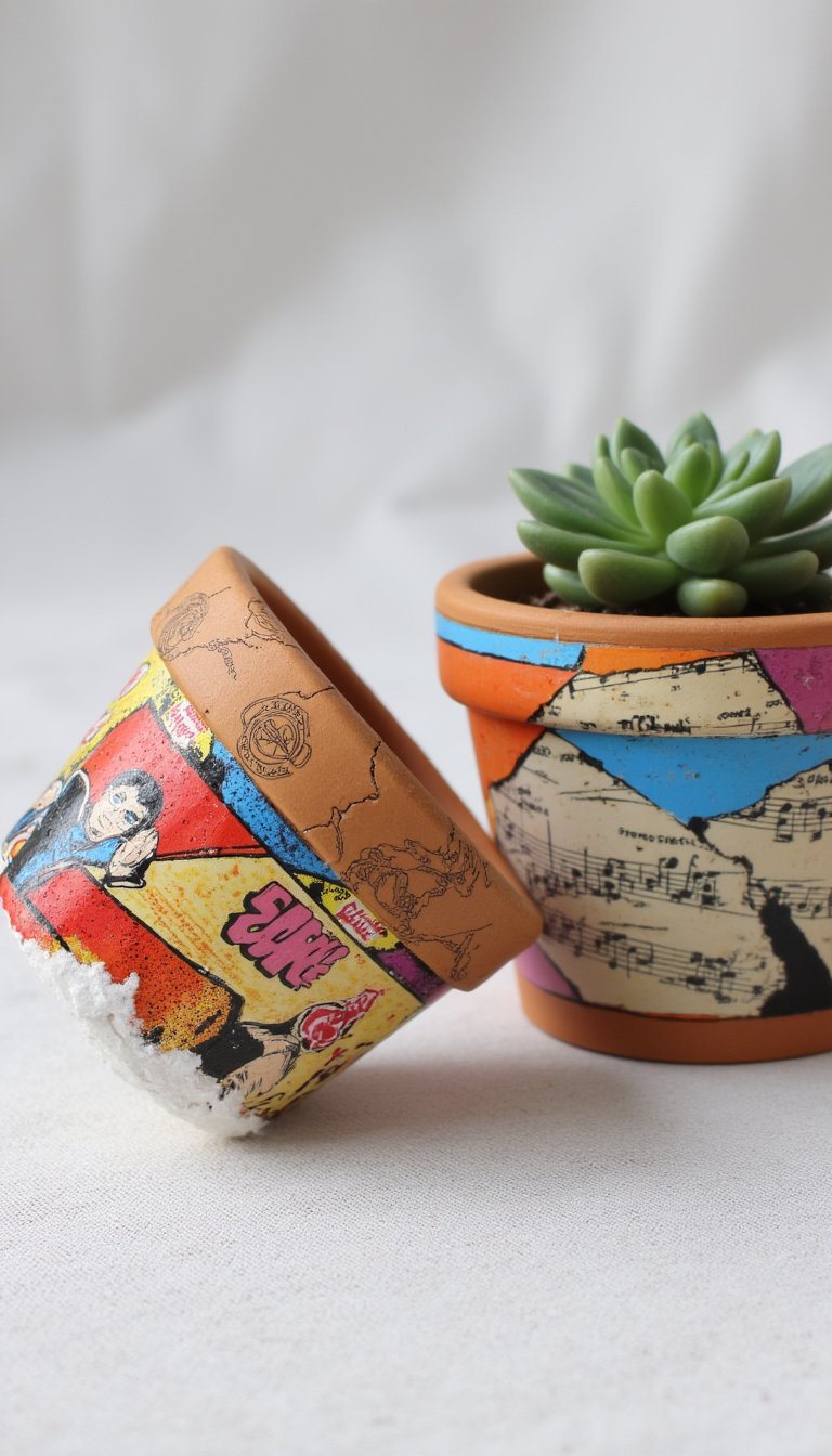 11. Decoupage Terracotta Plant Pots