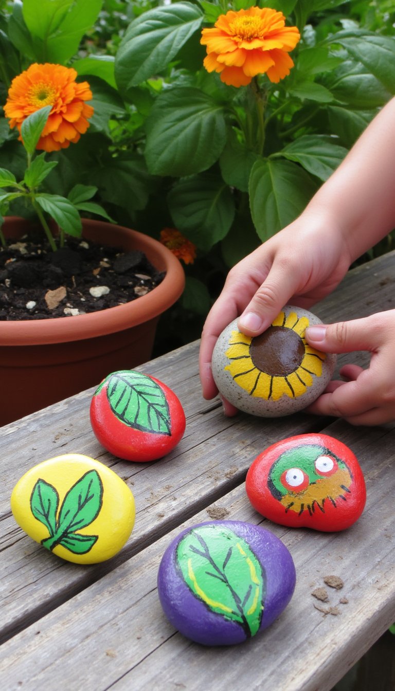 15. Painted Garden Marker Rocks
