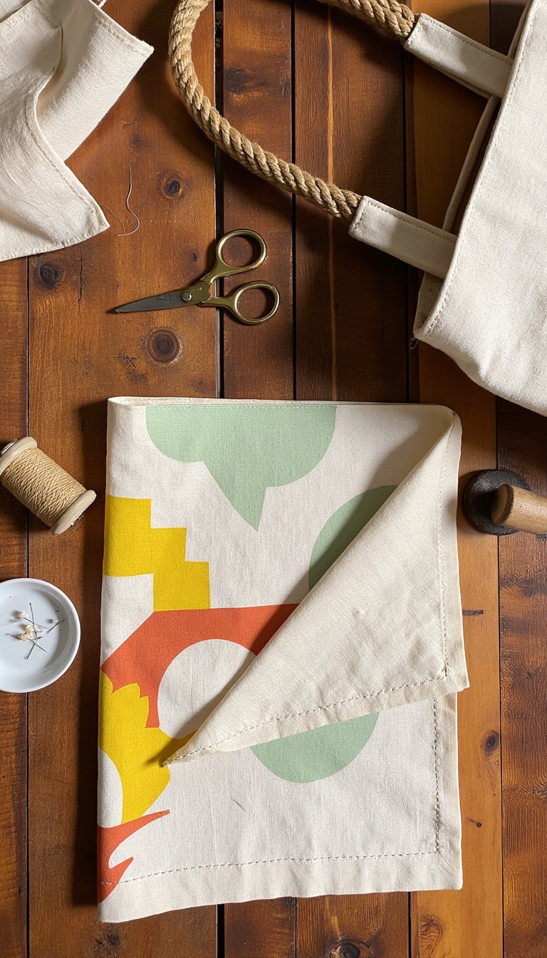 4. Tea Towel to Tote Bag Transformation