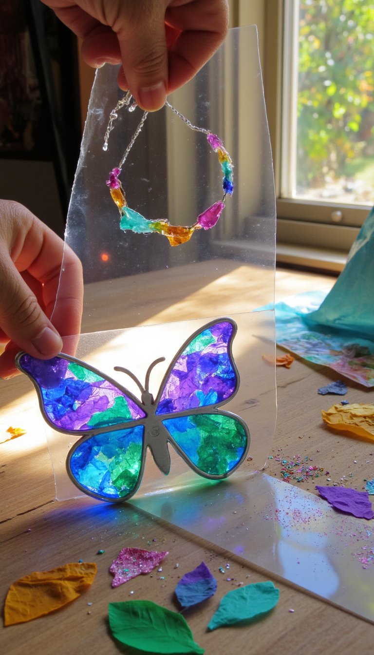 21. Suncatchers with Tissue Paper & Contact Paper