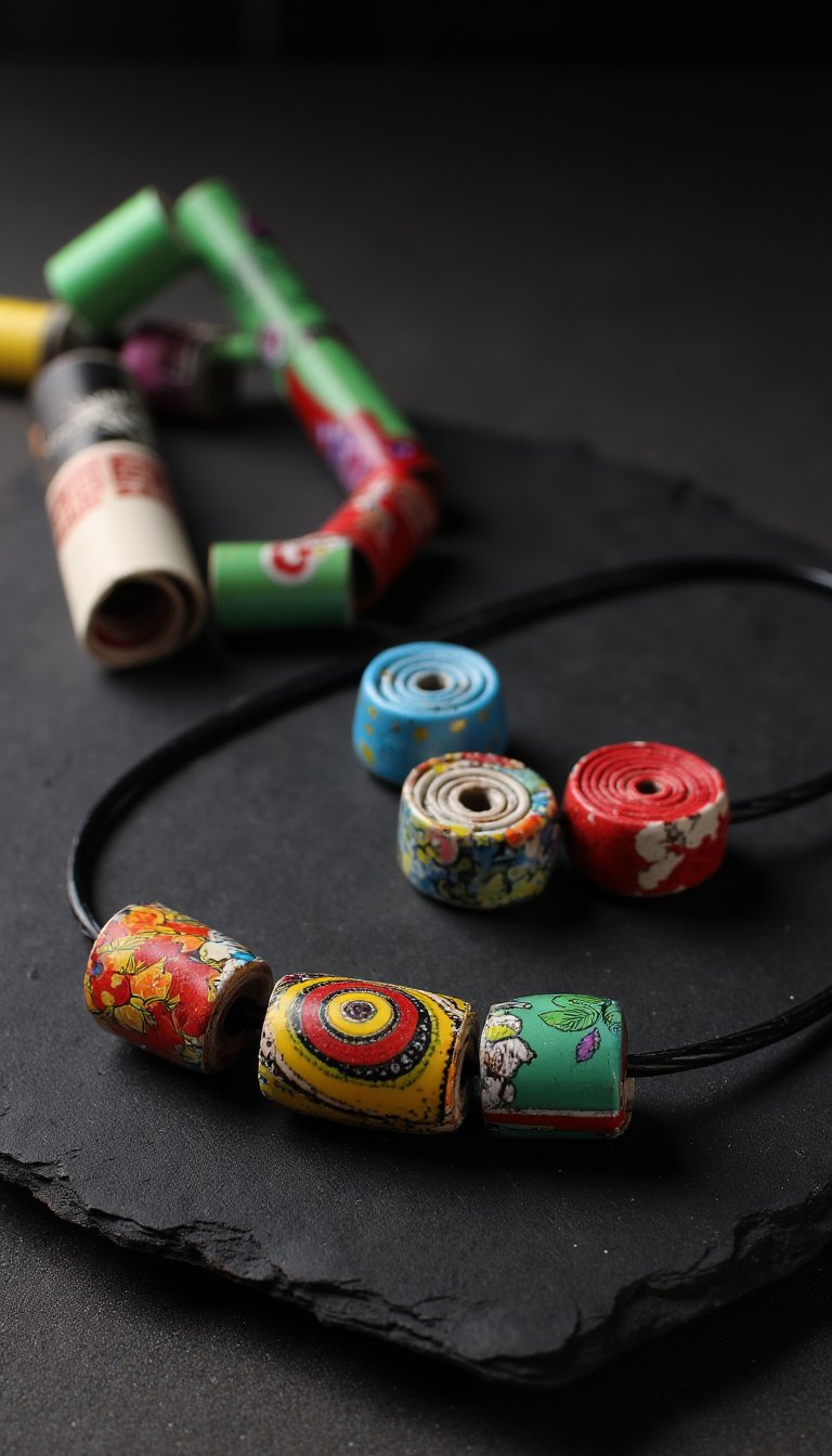 8. Rolled Paper Bead Necklaces
