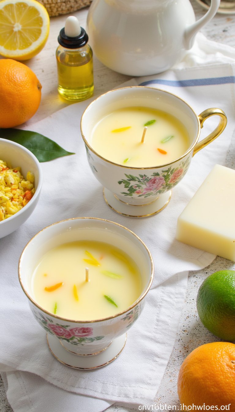 6. Citrus-Infused Candles in Vintage Cups