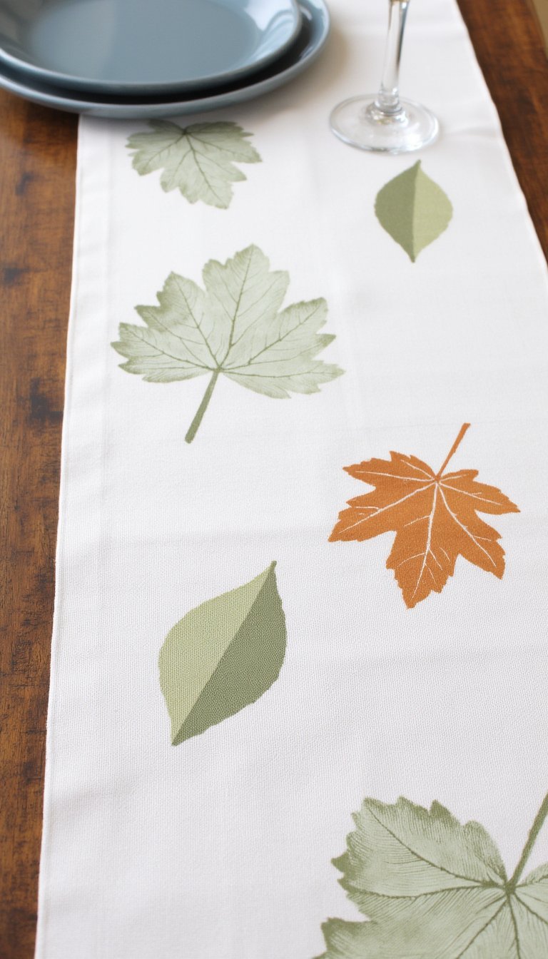 14. Stamped Leaf Pattern Table Runner
