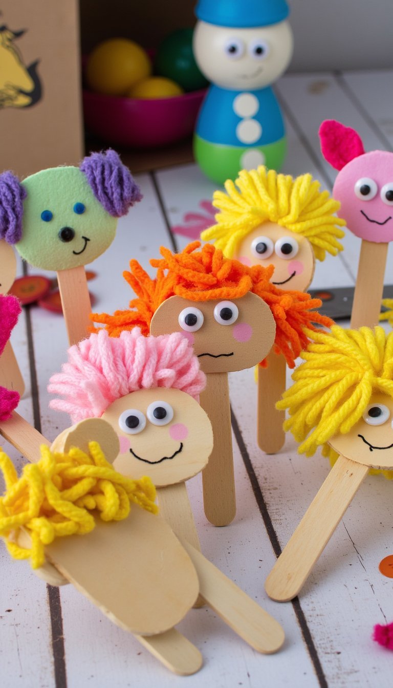 6. Ice Cream Stick Popsicle Puppets