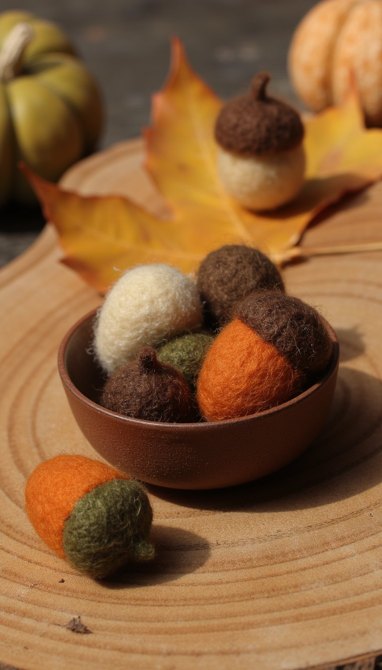 2. Miniature Felted Wool Acorns