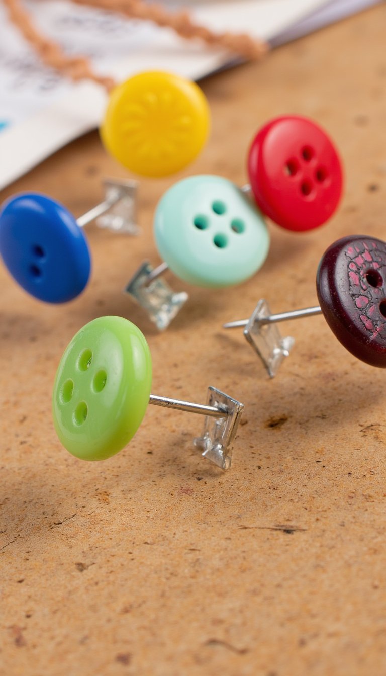 21. Button-Covered Push Pins