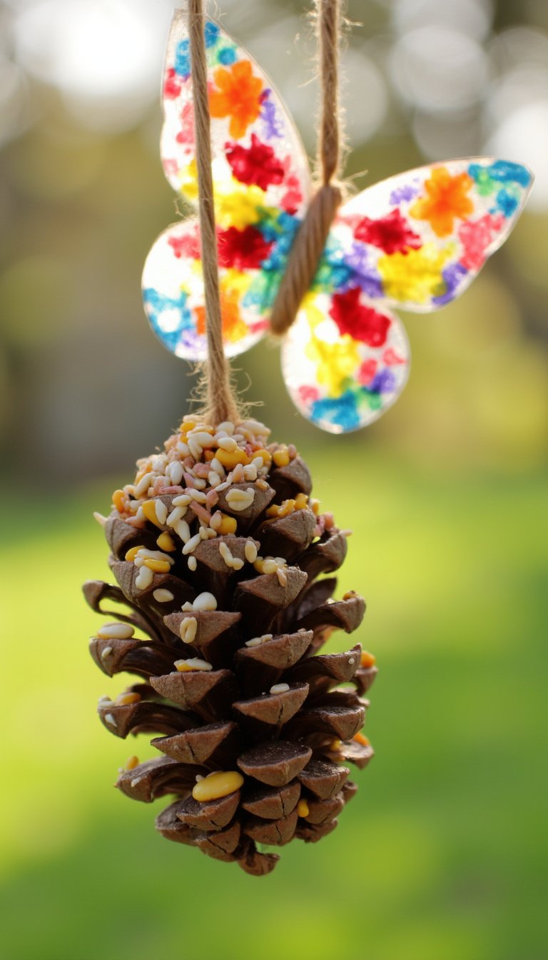 9. Simple Pine Cone Bird Feeders