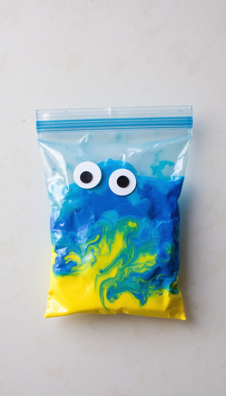 9. Monster Ziplock Bag Finger Painting