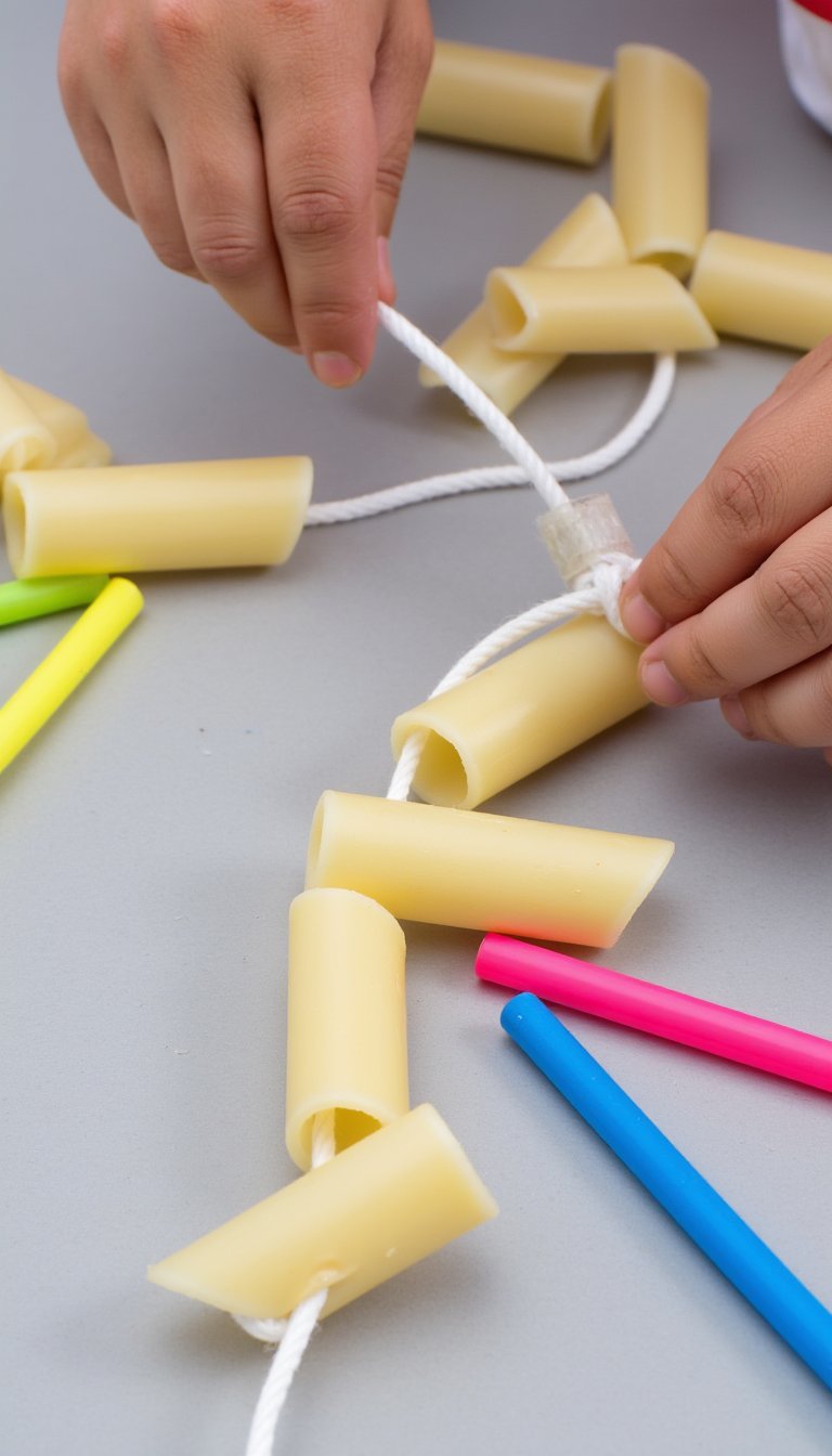 13. Pasta Necklaces (The No-Cook Way)