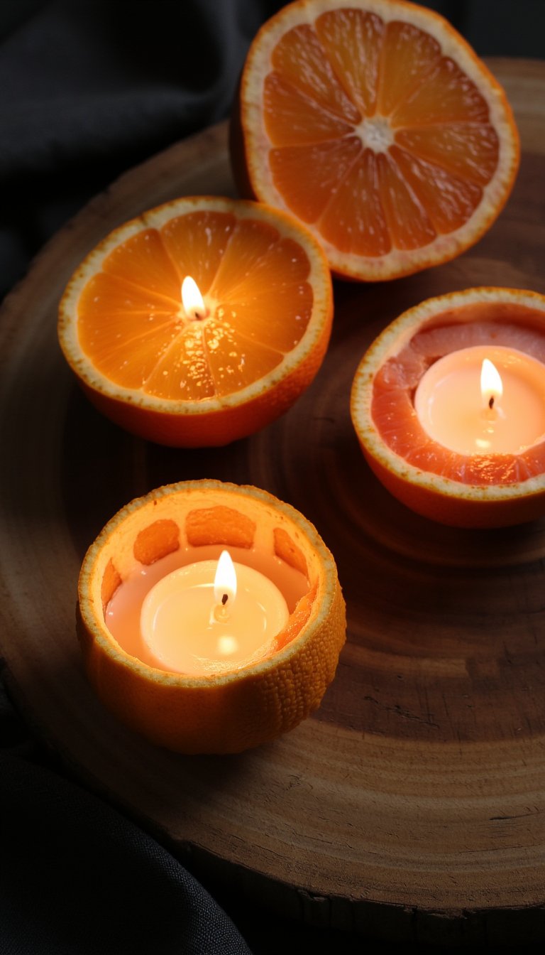 11. Citrus Peel Candle Holders