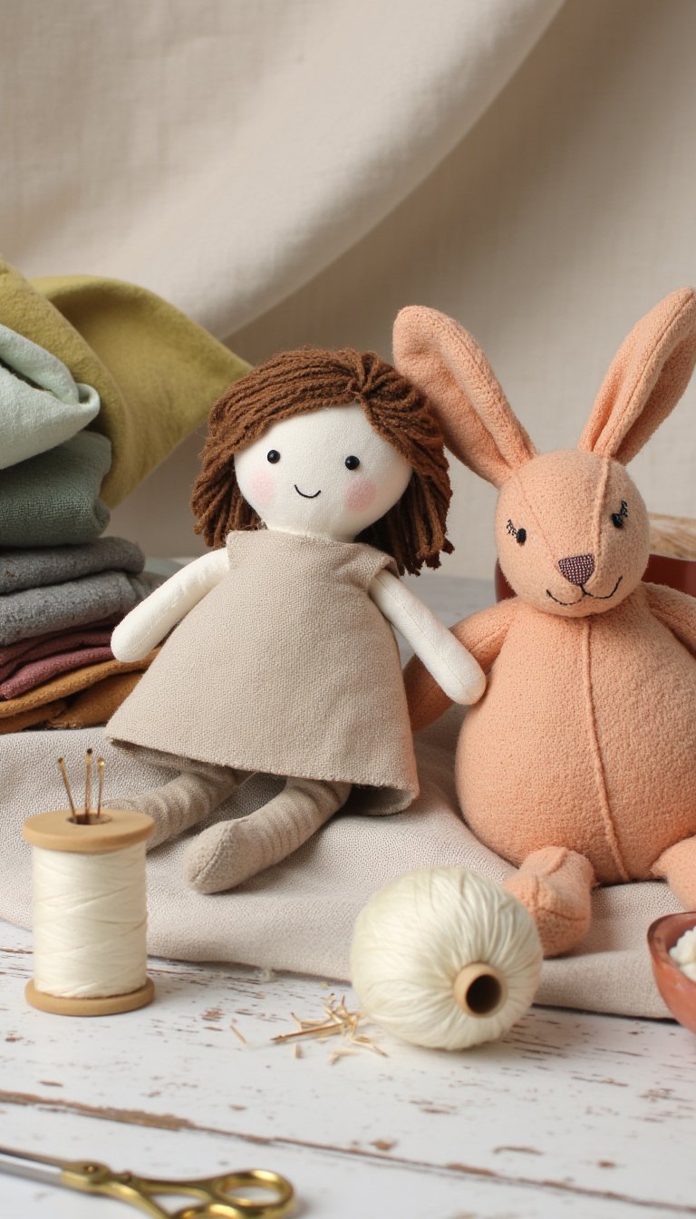 22. Hand-Stitched Fabric Dolls or Soft Toys