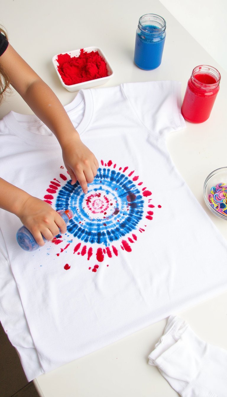 14. Red, White, and Blue Tie-Dye Station