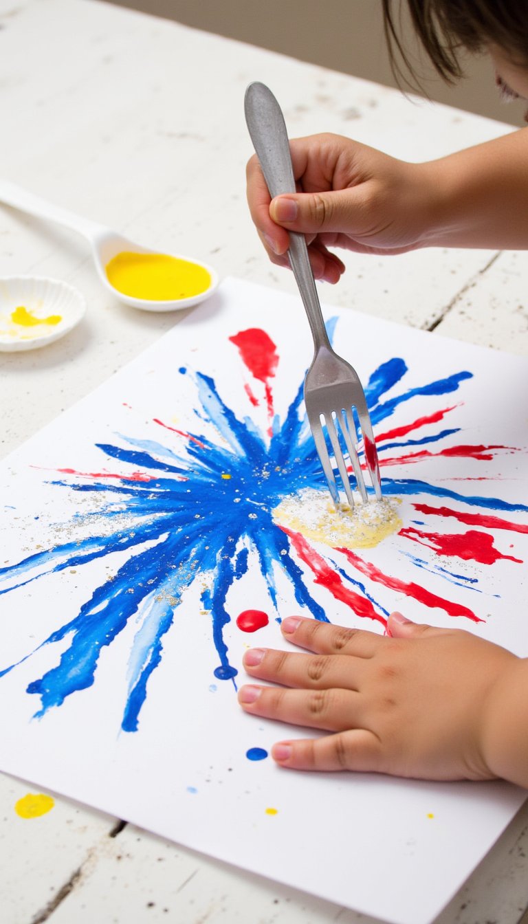 10. Fork and Spoon Fireworks Painting