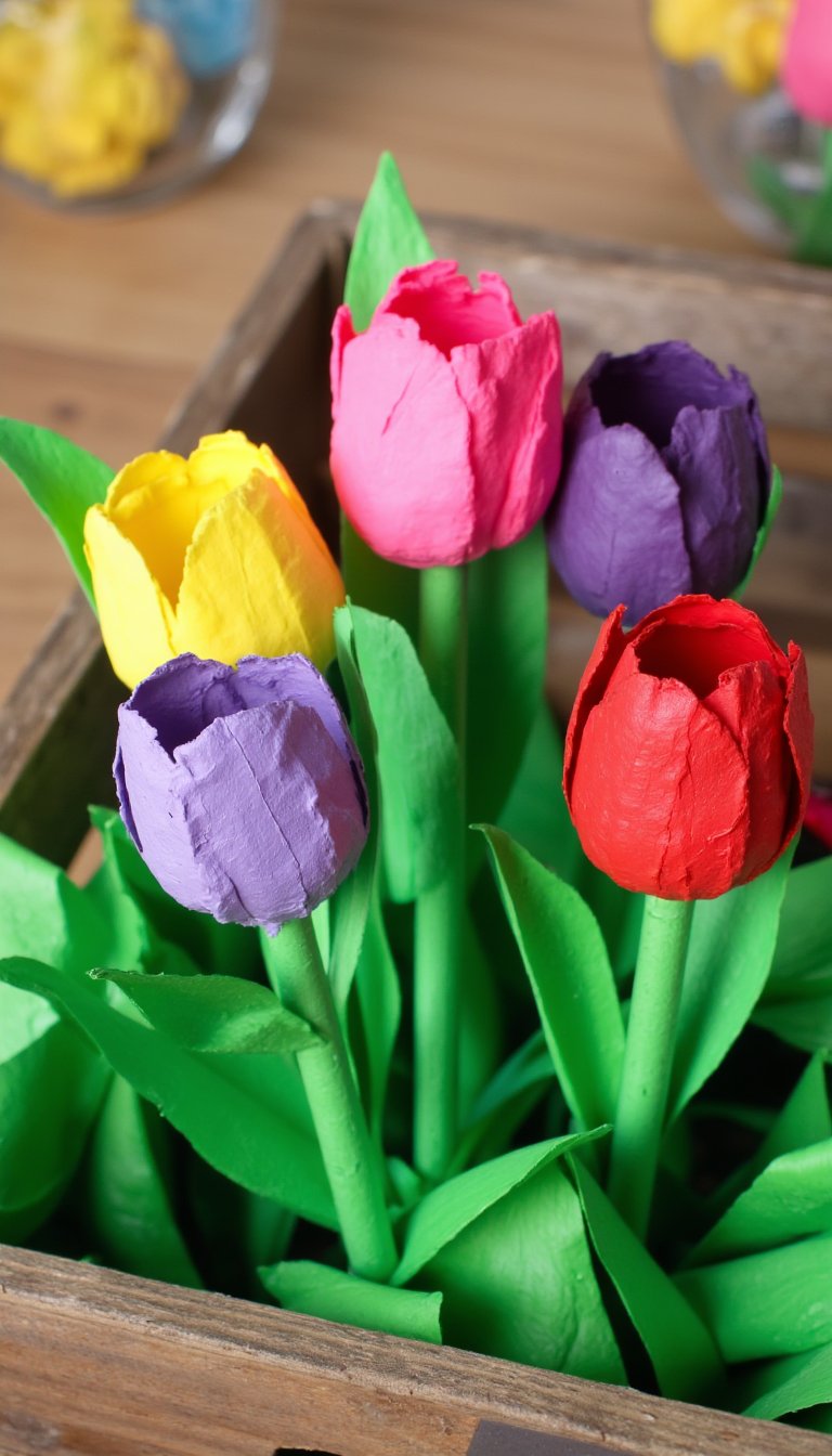 4. Egg Carton Tulips