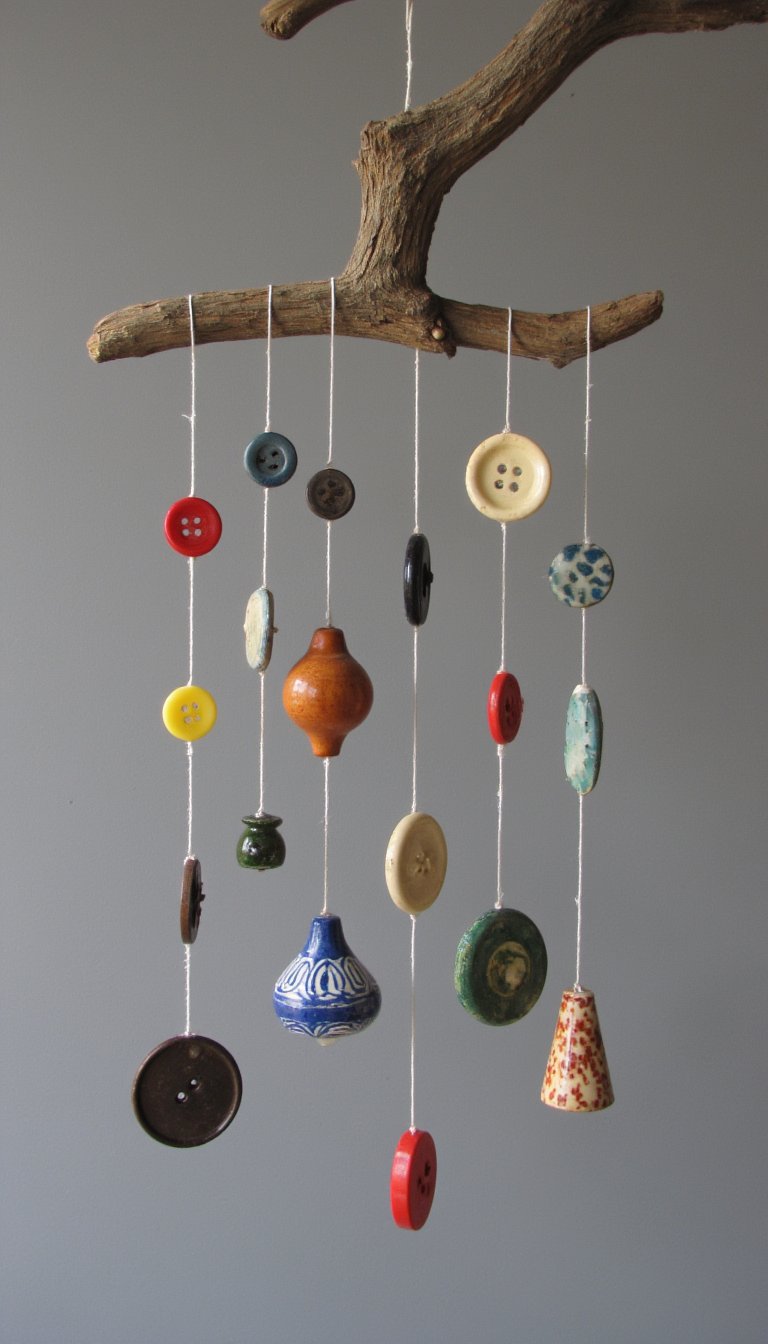 13. Rustic Button Wind Chime
