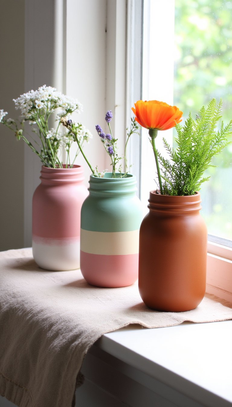 13. Painted Glass Jar Vases