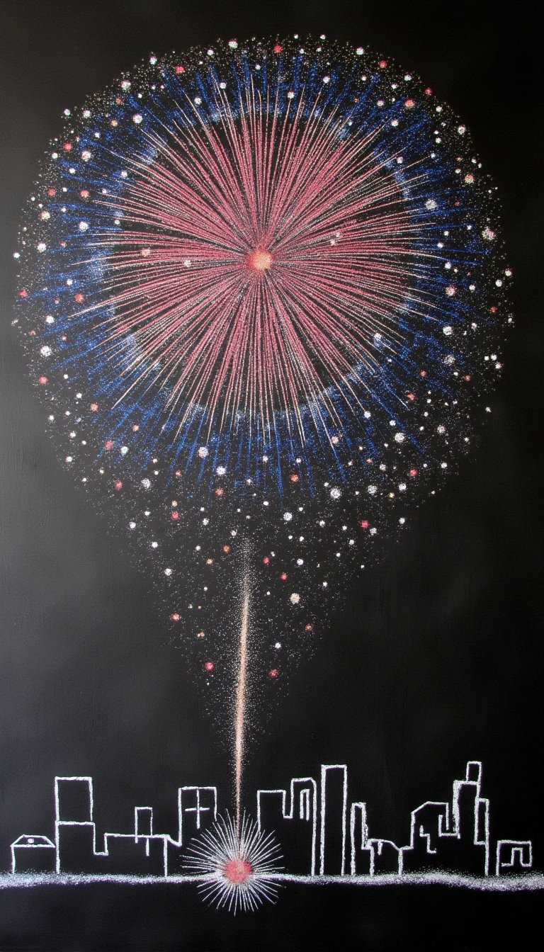 2. Fireworks Burst Over a Skyline