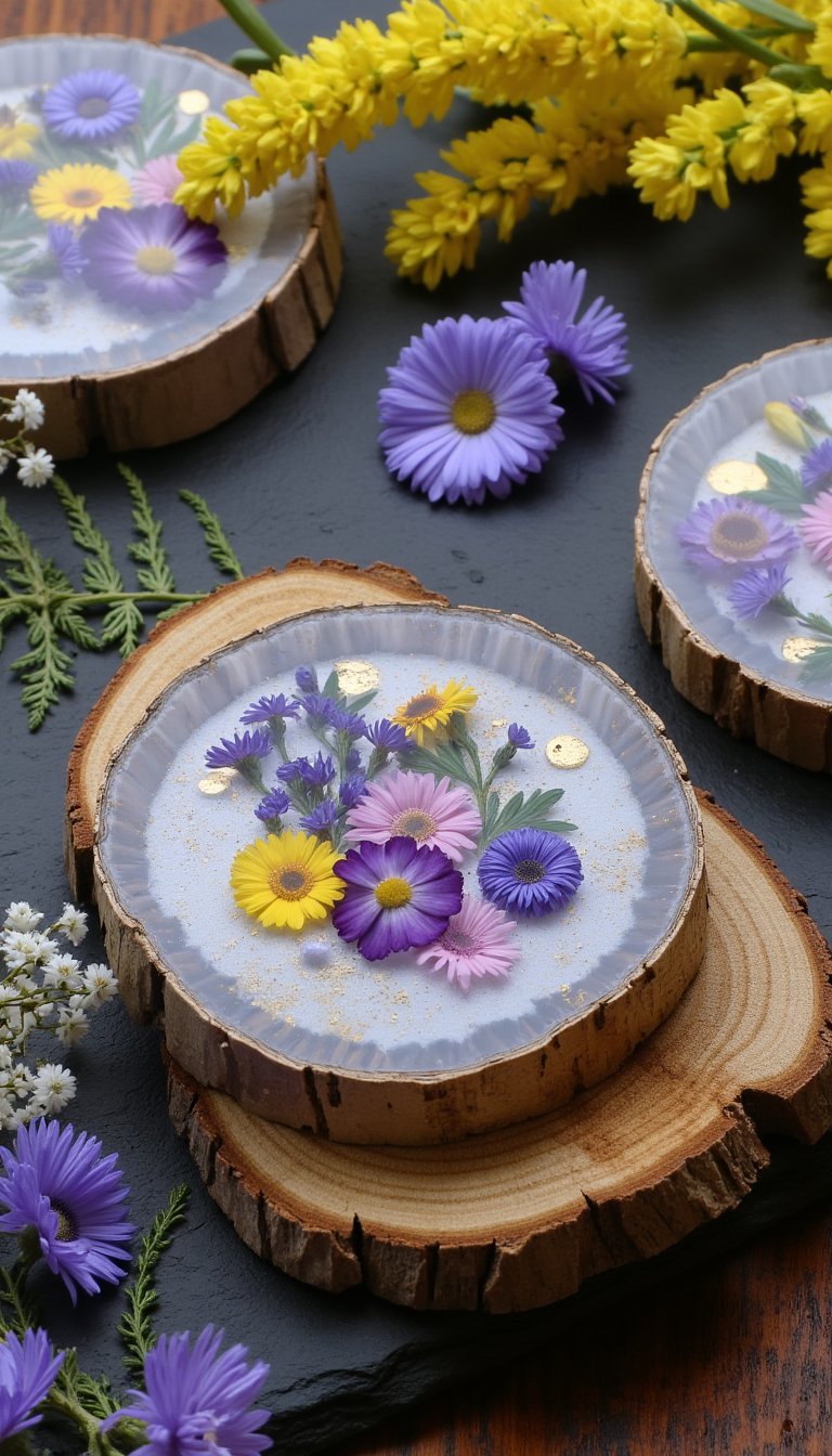 1. Pressed Flower & Resin Geode Slices