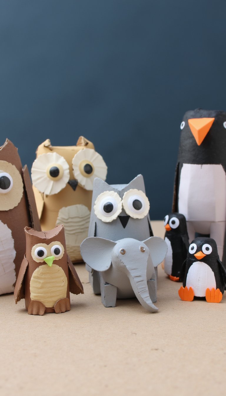 27. Playful Paper Roll Animals