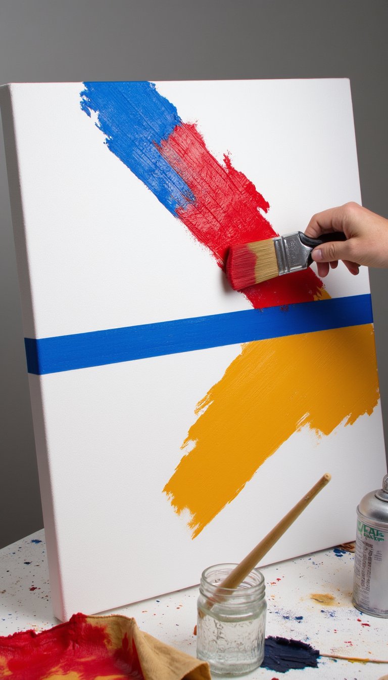 15. Abstract Stenciled Canvas Art