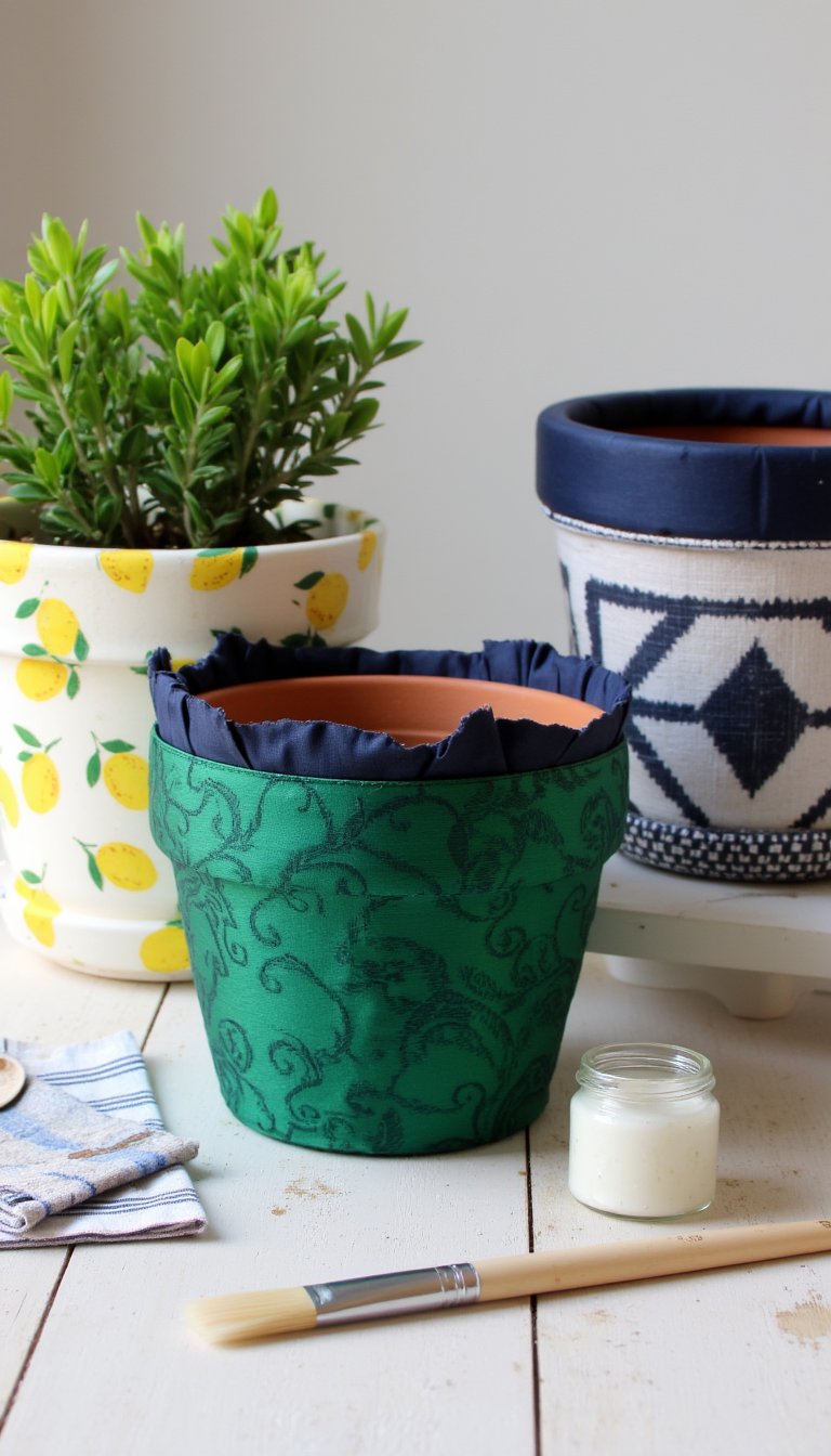 16. Fabric-Covered Plant Pots