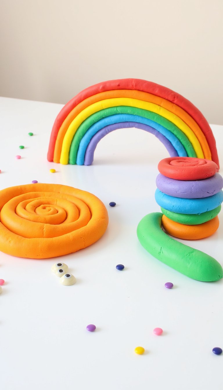 11. Play Dough Rainbow Sculptures