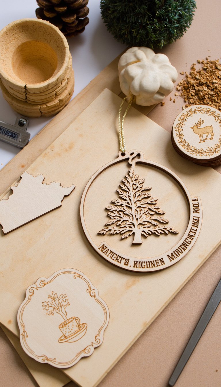 12. Laser Cut Wood Ornaments & Decor