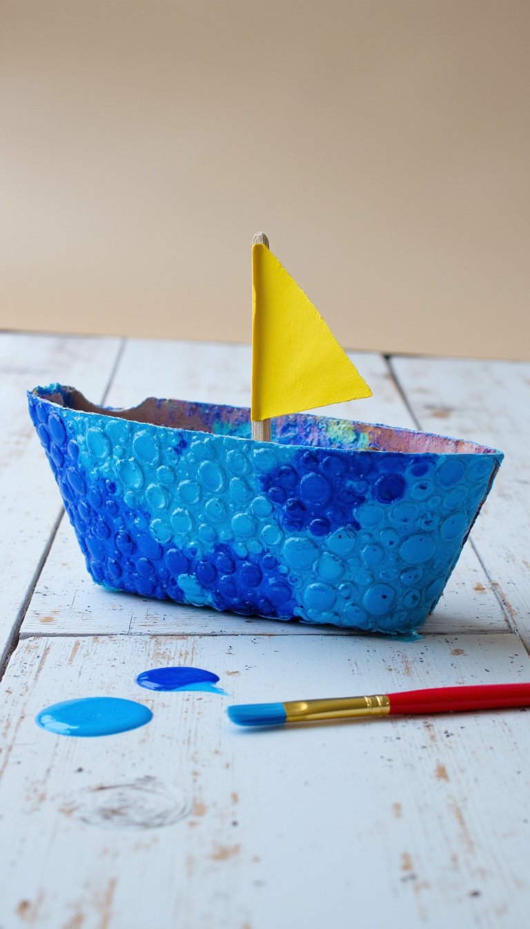 17. Bubble Wrap Painting Boat Hull