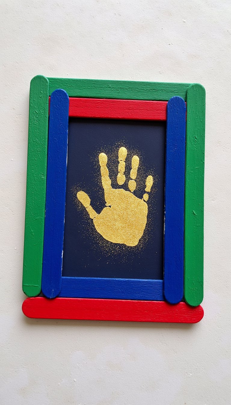 5. Popsicle Stick & Handprint Frame