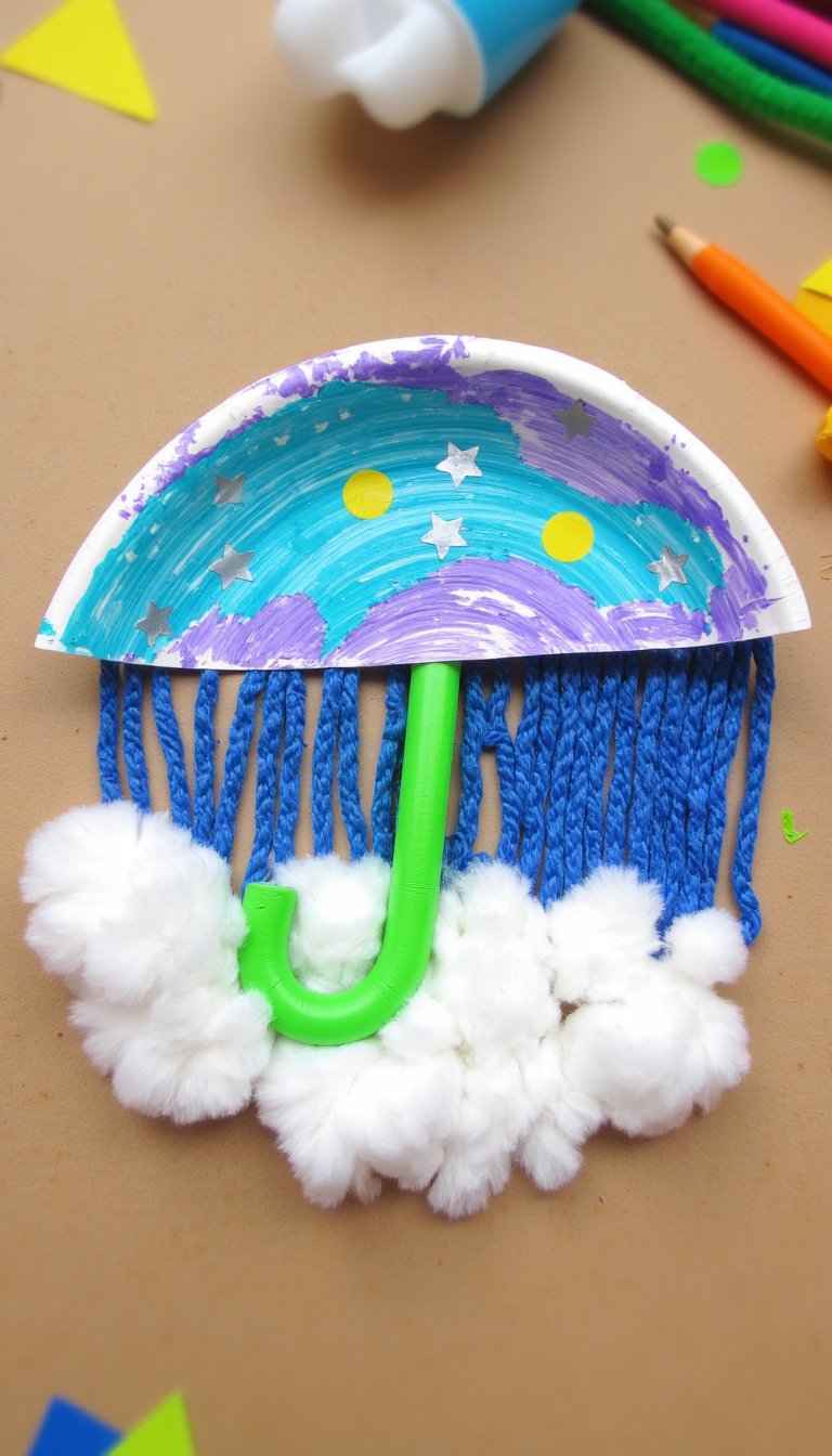 5. 3D Paper Plate Umbrellas